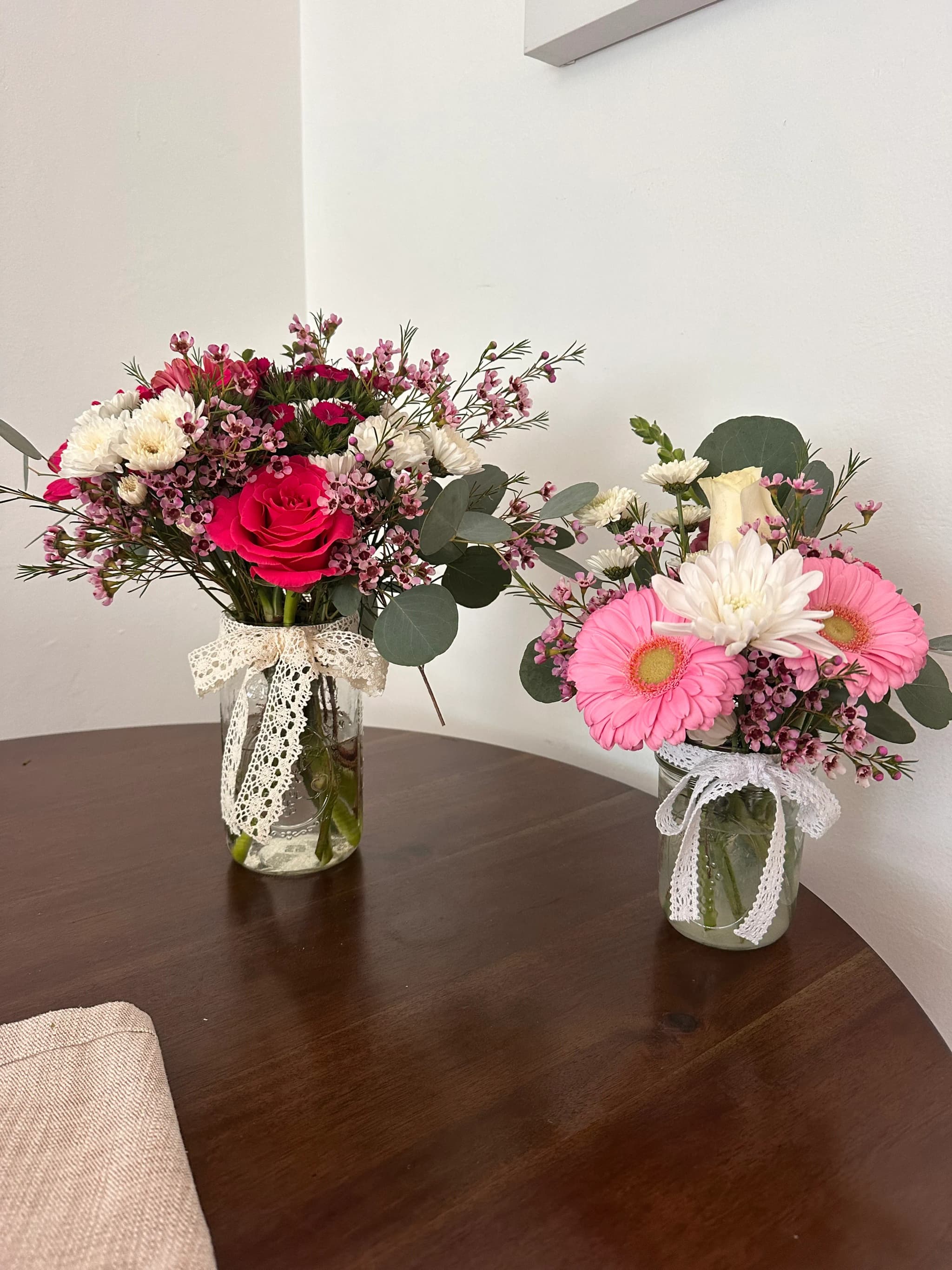 Two beautiful bouquets side by side